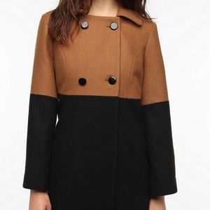 Pins And Needles Colorblock Mod Coat Urban Outfitters Black Brown size XS Womens